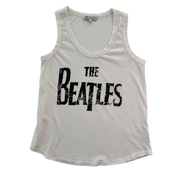 The Beatles Logo Tank Top Women's Small White Retro Band Tee Soft Comfy Layering - Picture 1 of 6
